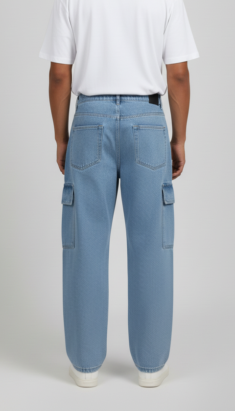 6-Pocket Baggy Denim Cargo Pants