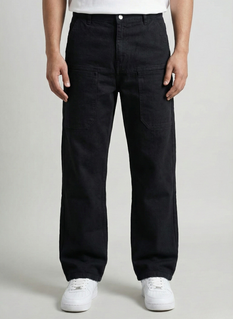 Front Pocket 6-Pocket Baggy Denim Cargo