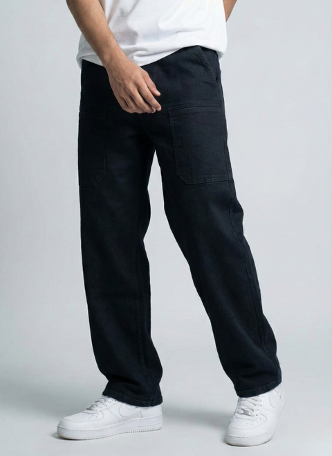 Front Pocket 6-Pocket Baggy Denim Cargo