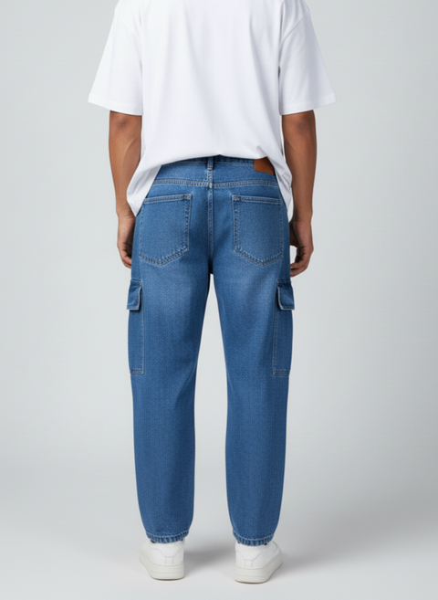 6-Pocket Baggy Denim Cargo Pants